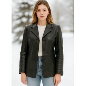 Adler VTG Women's SZ M New Zeland Lambswool Leather Jacket In Black Y2K